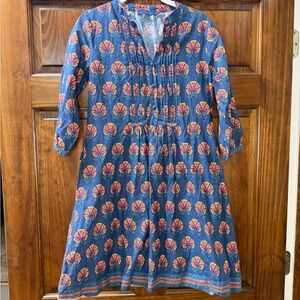 Vibrant Blue and Orange Patterned Mini Dress